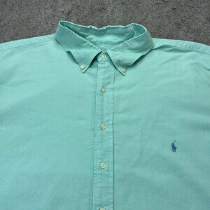 Ralph Lauren Oxford Shirt Men 2XLT Mint Blue Short Sleeve OCBD Classic Fit